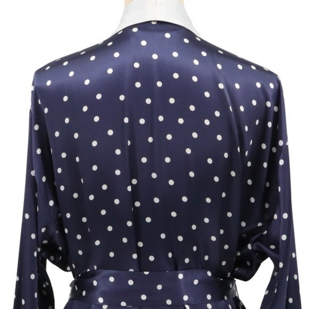 Vintage Victoria's Secret Polka Dot Full Length Robe‎ Blue White M/L Bridal - Picture 7 of 11